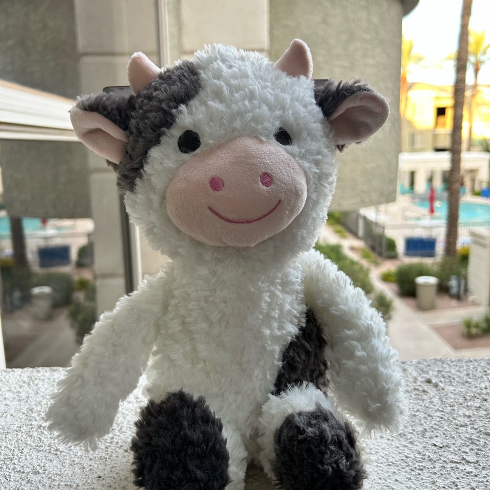 Black and White Plush Dog Toy with Crinkle paper and Squeaker